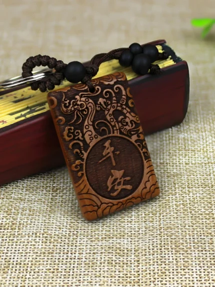Wealth God Talisman | 财神符牌 | Handcrafted Lightning-Struck Wood Pendant