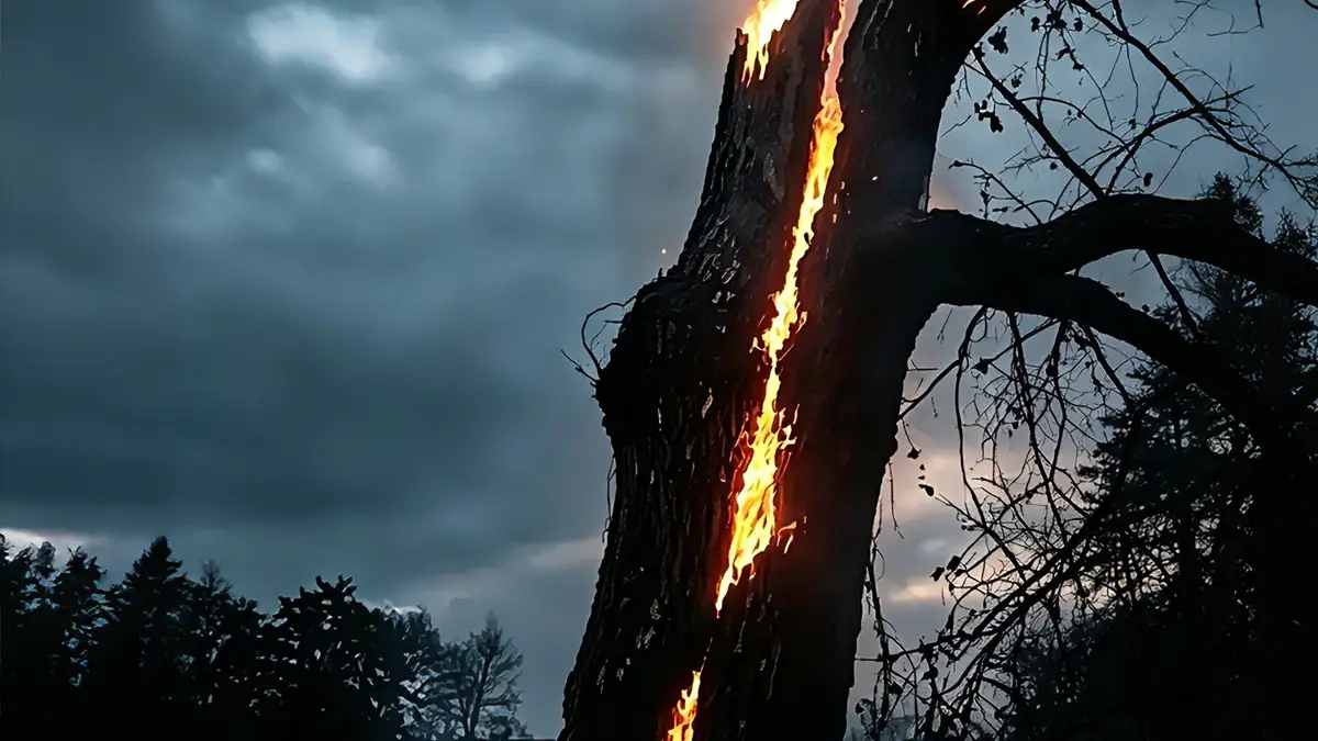 Ancient Jujube Tree Enduring Natural Lightning Strike and Celestial Fire Rupture